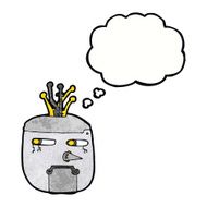 cartoon robot head with thought bubble N70