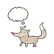 cartoon little wolf with thought bubble N34