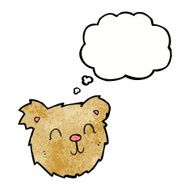 cartoon happy teddy bear face with thought bubble N3
