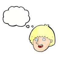 cartoon happy male face with thought bubble N21