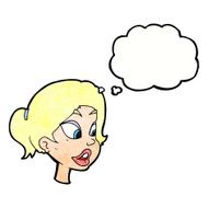 cartoon friendly woman with thought bubble N71