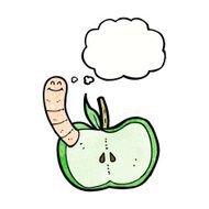 cartoon apple with worm thought bubble N47