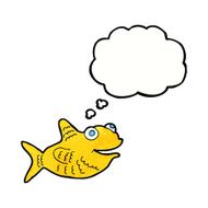 cartoon happy fish with thought bubble N25
