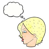 cartoon female face with thought bubble N165