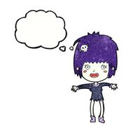 cartoon vampire girl with thought bubble N235