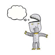 cartoon funny robot with thought bubble N79
