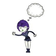 cartoon vampire girl welcoming with thought bubble N10