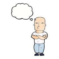 cartoon tough guy with thought bubble N10