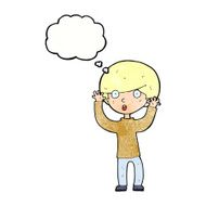 cartoon startled boy with thought bubble N31