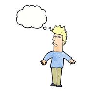 cartoon worried man with thought bubble N99