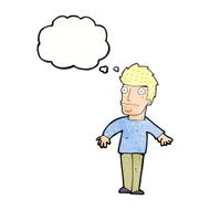 cartoon worried man with thought bubble N100