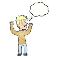 cartoon excited man with thought bubble N73