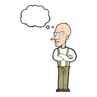 cartoon mean old man with thought bubble N10