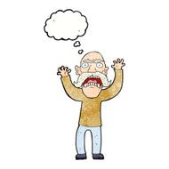 cartoon angry old man with thought bubble N151