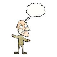 cartoon angry old man with thought bubble N152