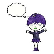 cartoon waving vampire girl with thought bubble N19