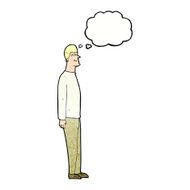 cartoon tall man with thought bubble N10