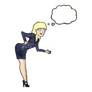 cartoon businesswoman explaining with thought bubble N9