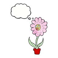 cartoon flower with thought bubble N39