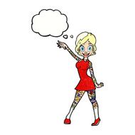 cartoon woman with tattoos thought bubble N10