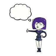 cartoon vampire girl giving thumbs up with thought bubble N10