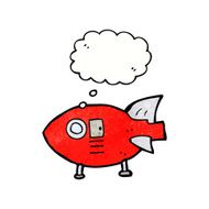 cartoon space rocket with thought bubble N24