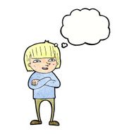 cartoon happy person with thought bubble N30