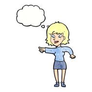 cartoon woman pointing with thought bubble N230