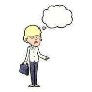 cartoon arrogant businessman pointing with thought bubble N10