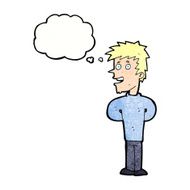 cartoon happy man with thought bubble N493
