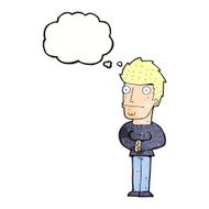 cartoon worried man with thought bubble N102