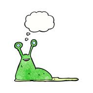 cartoon slug with thought bubble N16