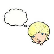 cartoon friendly woman with thought bubble N72