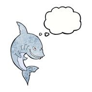 funny cartoon shark with thought bubble N28