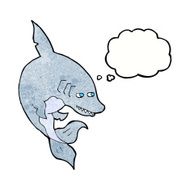 funny cartoon shark with thought bubble N30