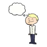 cartoon smiling man with thought bubble N31