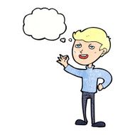cartoon man making excellent gesture with thought bubble N10