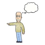 cartoon old man gesturing Get Out! with thought bubble N10