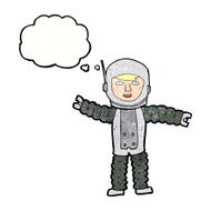 cartoon astronaut with thought bubble N129
