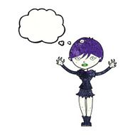 cartoon vampire girl with thought bubble N236