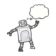 cartoon robot with thought bubble N193