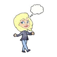 stress free woman cartoon with thought bubble N11