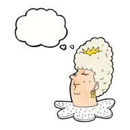 cartoon queen's head with thought bubble N11