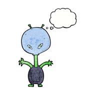 cartoon space alien with thought bubble N21