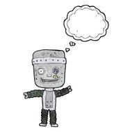 cartoon funny robot with thought bubble N80