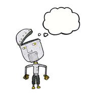 cartoon funny robot with thought bubble N81