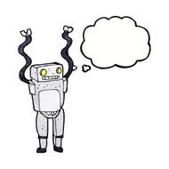 cartoon funny robot with thought bubble N82