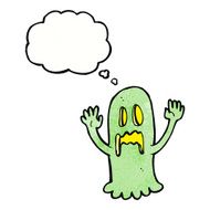 cartoon spooky ghost with thought bubble N49