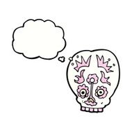 cartoon sugar skull with thought bubble N3