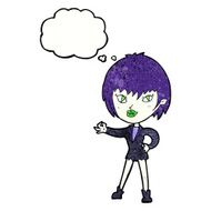 cartoon vampire girl with thought bubble N238